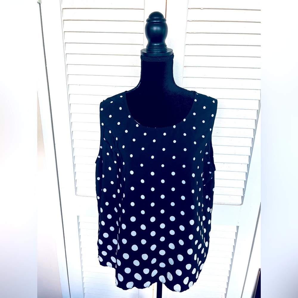 Black and white polka polyester top by Talbots
